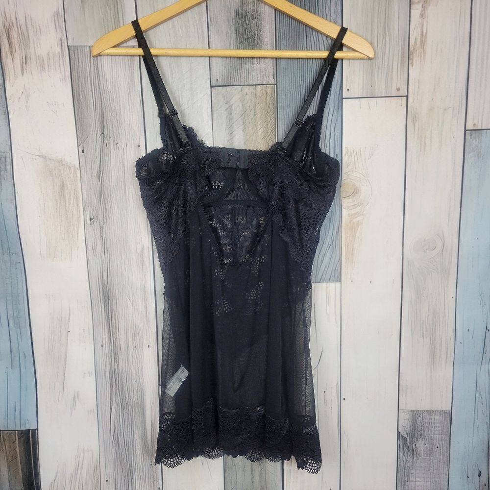 Oh La La Cheri Black Babydoll Chemise Underwire Lace Slip size Sm - Picture 5 of 7